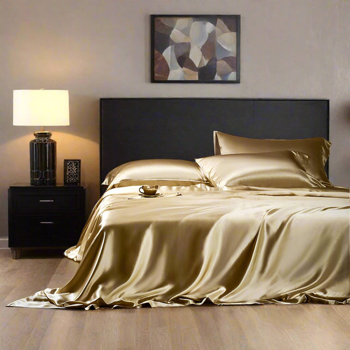 Arya Gold 25 Momme Mulberry Silk Duvet Cover Set