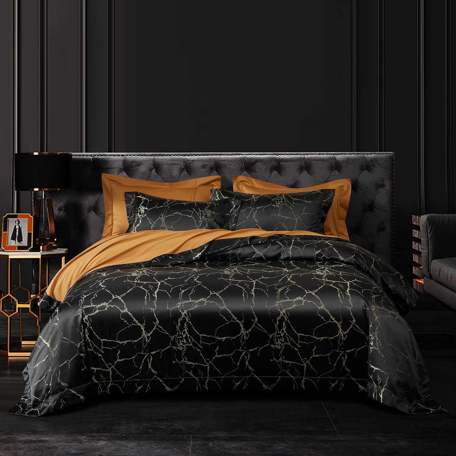 Black Marble Luxury Duvet Cover Set