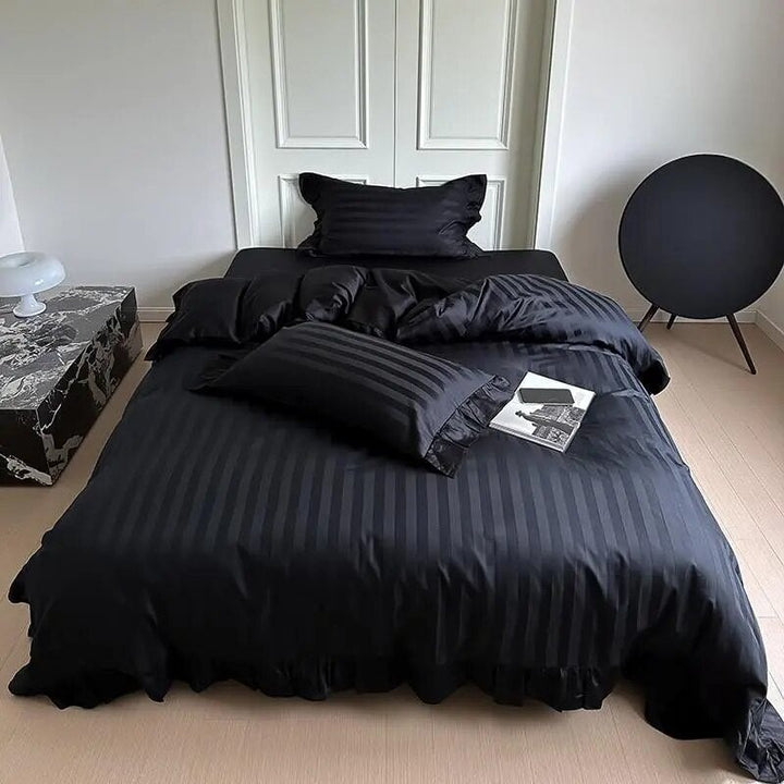 Black Stripe Duvet Cover Set (Egyptian Cotton, 1000 TC)