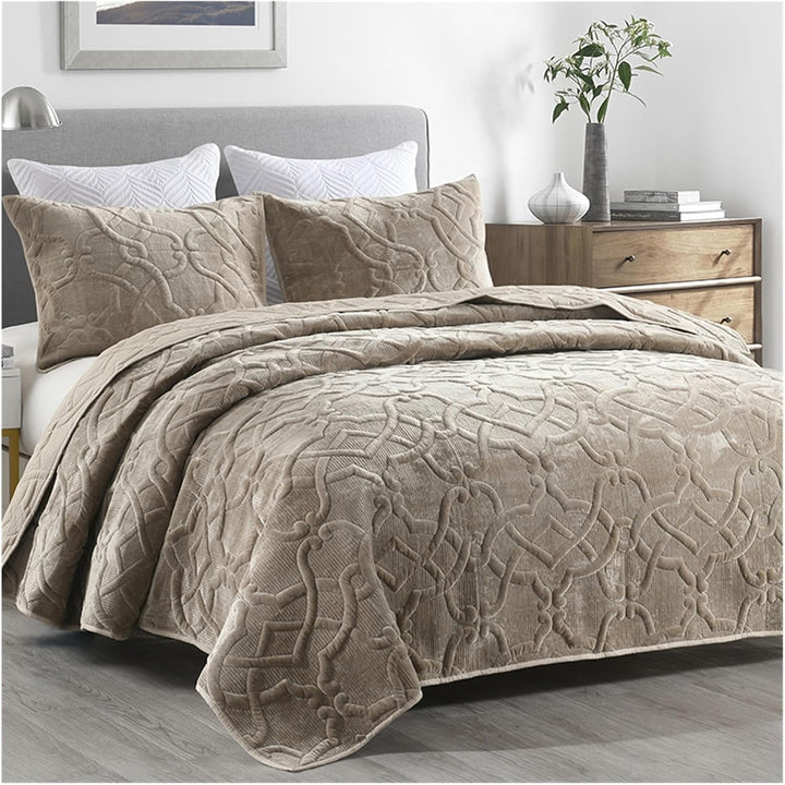 Brown Eclise 3-Piece Bedspread Set