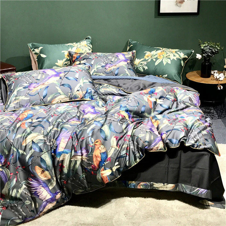 Floral Fantasy Duvet Cover Set (Egyptian Cotton, 600 TC)