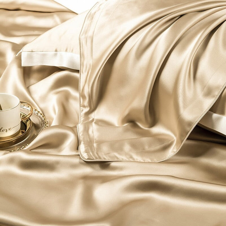 Premium Champagne Mulberry Silk 22 mm Bedding Set