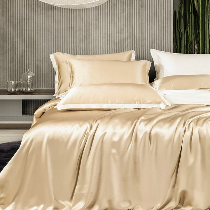 Premium Champagne Mulberry Silk 22 mm Bedding Set