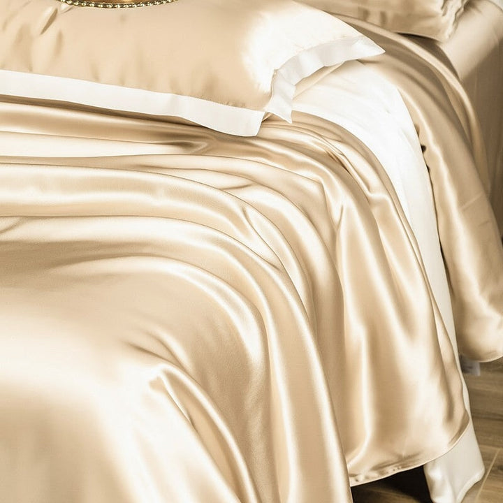 Premium Champagne Mulberry Silk 22 mm Bedding Set