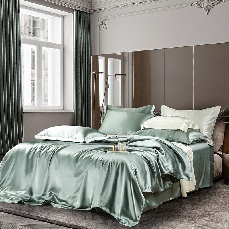 Premium Green Mulberry Silk 22 mm Bedding Set