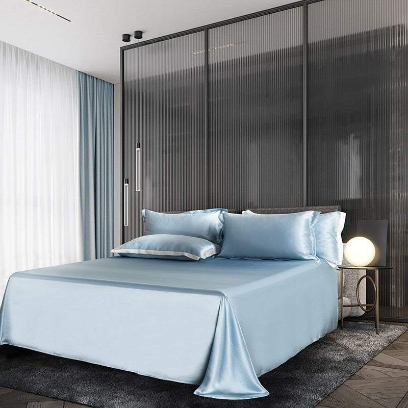 Premium Sky Blue Mulberry Silk 22 mm Bedding Set