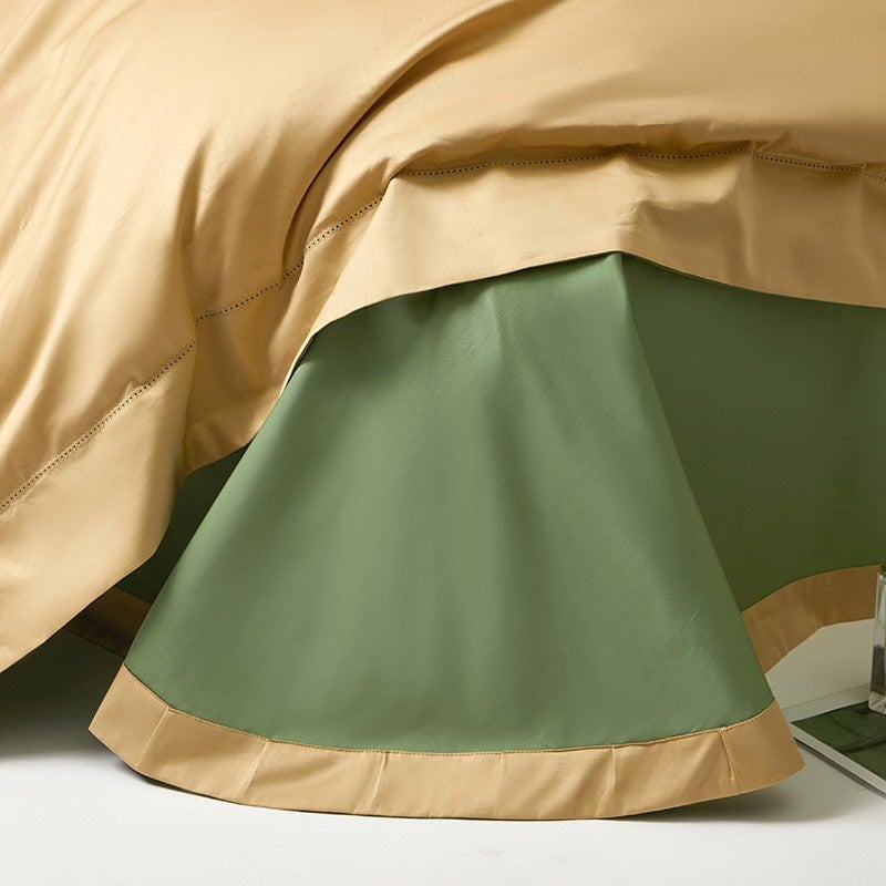 Reversible Mustard Yellow/Green Duvet Cover Set (1000 TC)