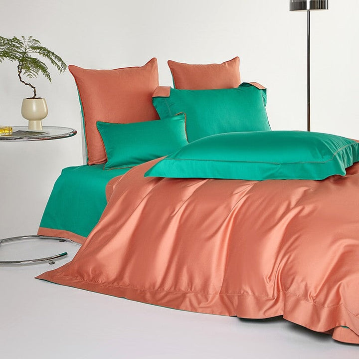 Reversible Orange/Green Duvet Cover Set (1000 TC)