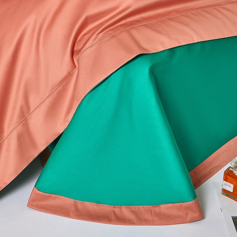 Reversible Orange/Green Duvet Cover Set (1000 TC)