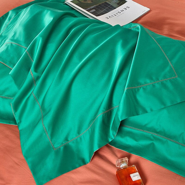 Reversible Orange/Green Duvet Cover Set (1000 TC)