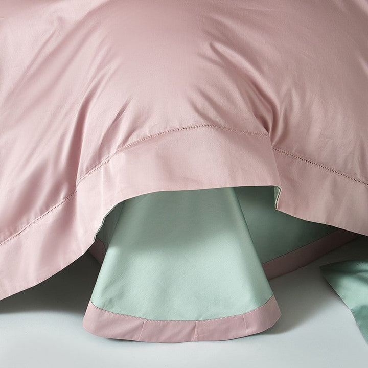 Reversible Pale Pink/Green Duvet Cover Set (1000 TC)