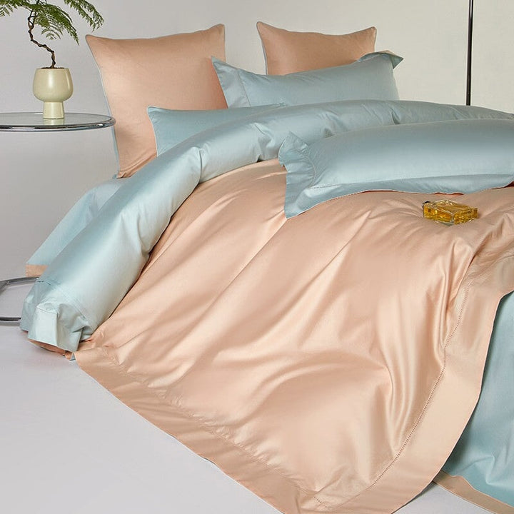 Reversible Peach/Light Blue Duvet Cover Set (1000 TC)