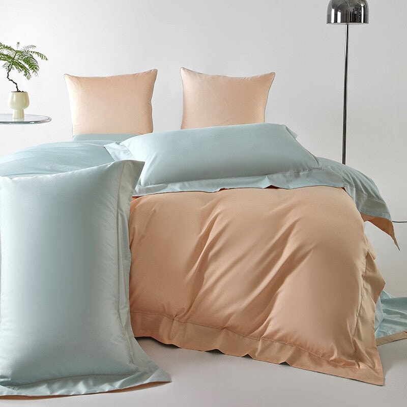 Reversible Peach/Light Blue Duvet Cover Set (1000 TC)