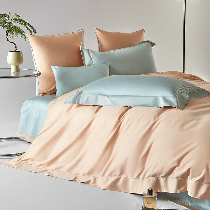 Reversible Peach/Light Blue Duvet Cover Set (1000 TC)