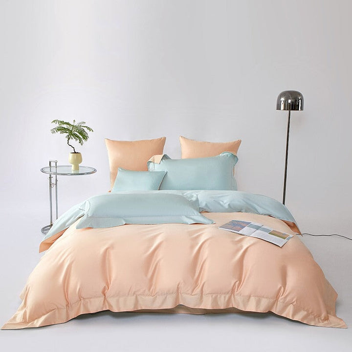 Reversible Peach/Light Blue Duvet Cover Set (1000 TC)