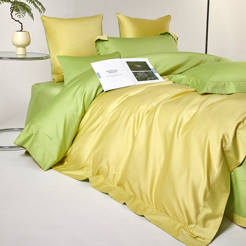 Reversible Yellow/Lime Green Duvet Cover Set (1000 TC)