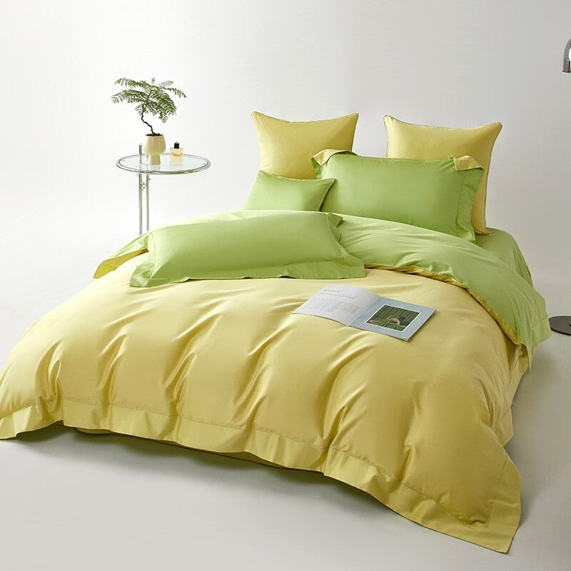 Reversible Yellow/Lime Green Duvet Cover Set (1000 TC)