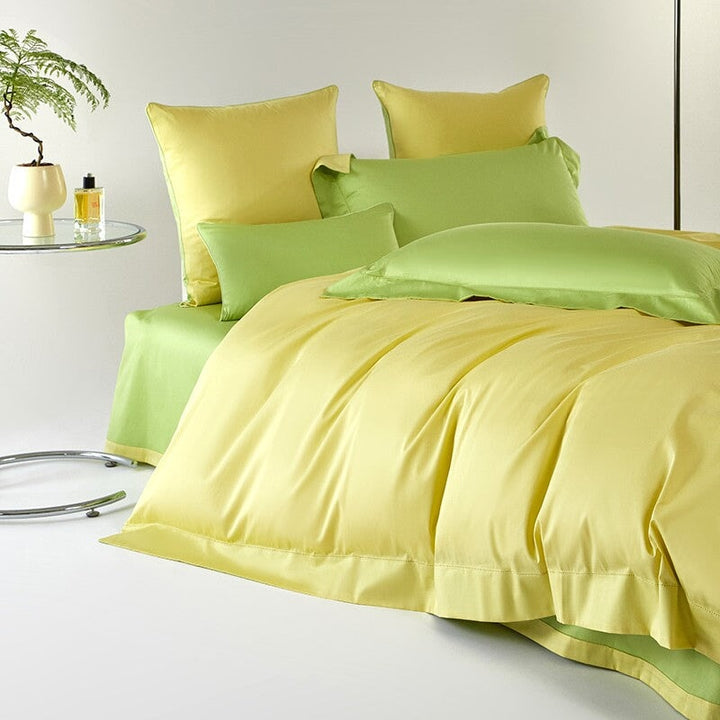 Reversible Yellow/Lime Green Duvet Cover Set (1000 TC)