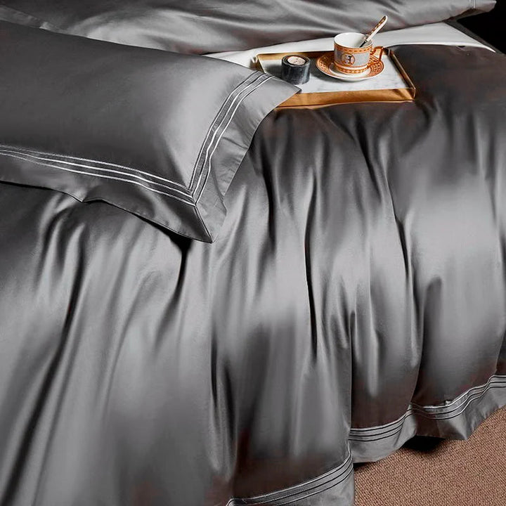 Triplo Bourdon Grey Duvet Cover Set (Egyptian Cotton)