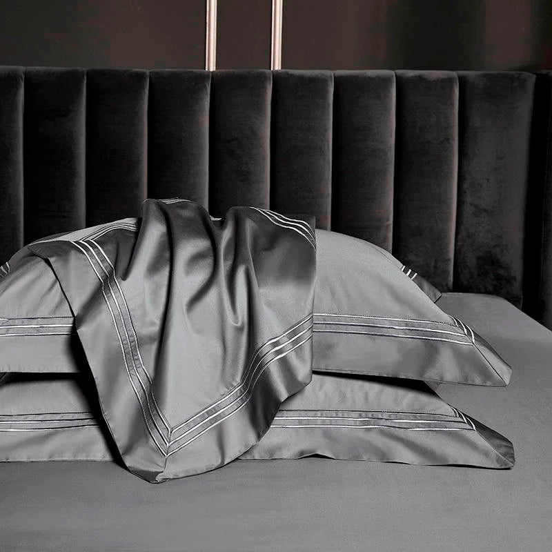 Triplo Bourdon Grey Duvet Cover Set (Egyptian Cotton)