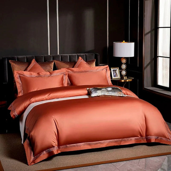 Triplo Bourdon Orange Duvet Cover Set (Egyptian Cotton)