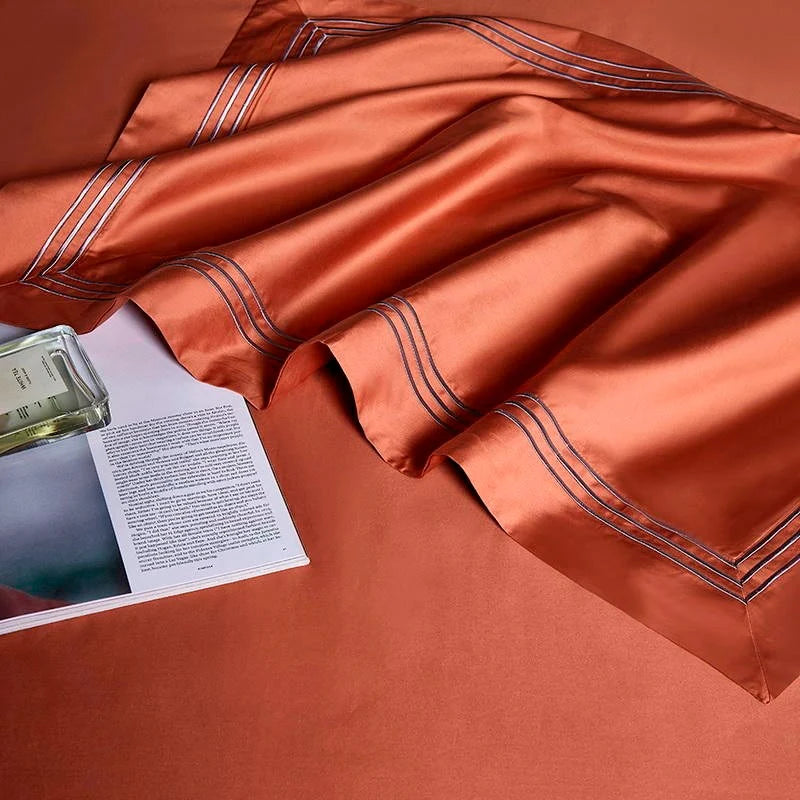 Triplo Bourdon Orange Duvet Cover Set (Egyptian Cotton)