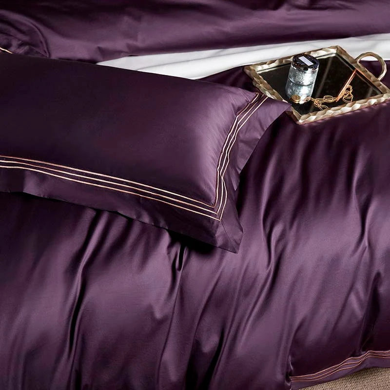 Triplo Bourdon Purple Duvet Cover Set (Egyptian Cotton)