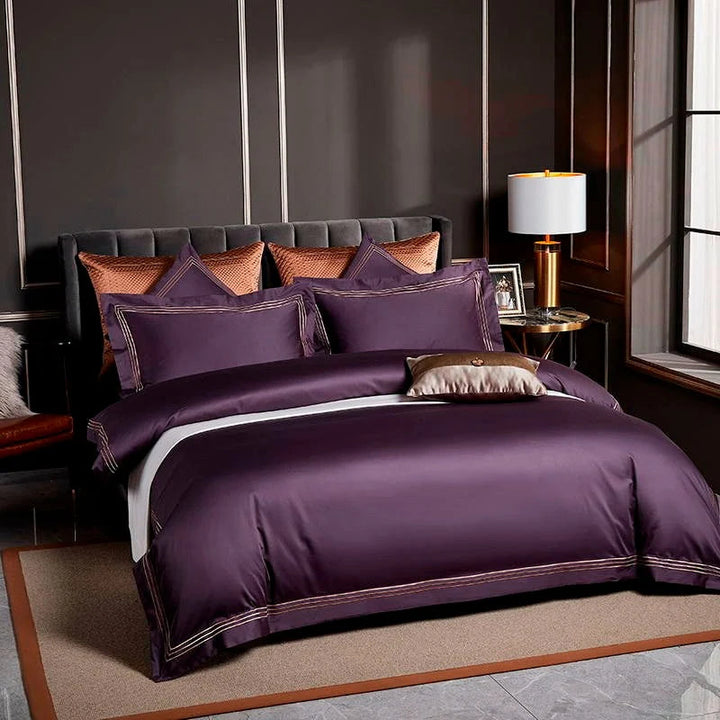 Triplo Bourdon Purple Duvet Cover Set (Egyptian Cotton)