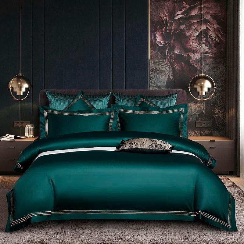 Triplo Bourdon Green Duvet Cover Set (Egyptian Cotton)