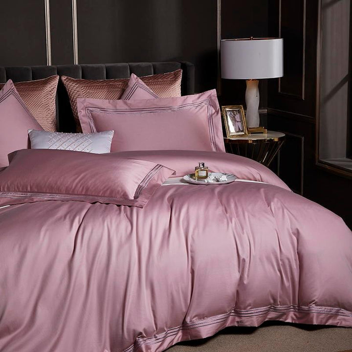 Triplo Bourdon Pink Duvet Cover Set (Egyptian Cotton)