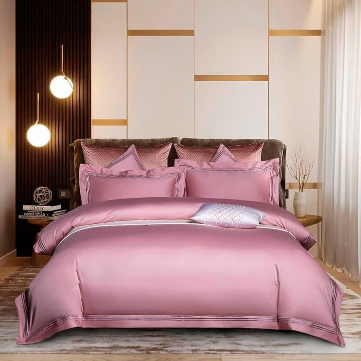 Triplo Bourdon Pink Duvet Cover Set (Egyptian Cotton)