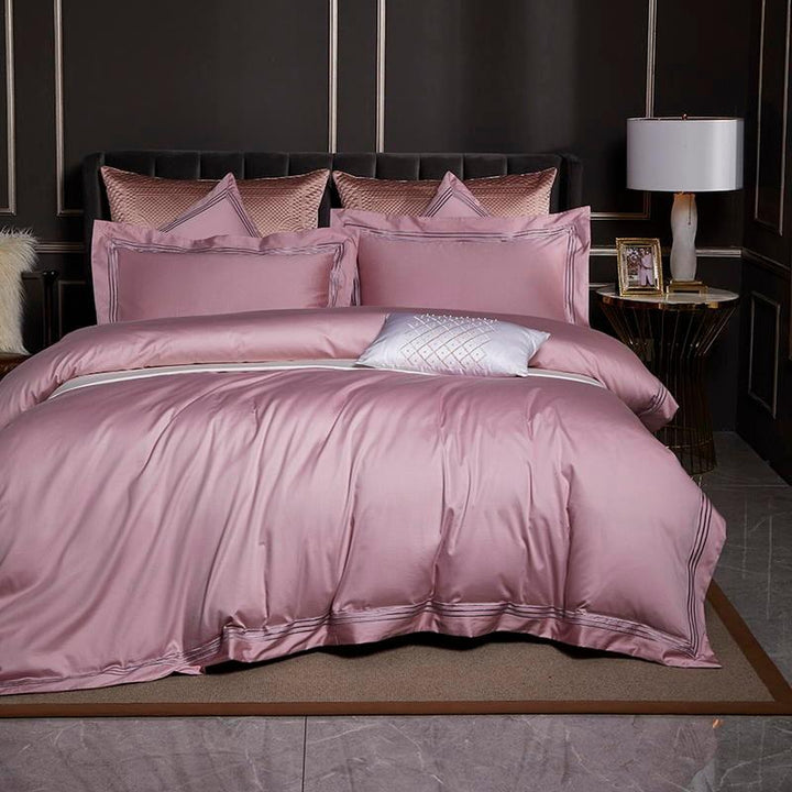 Triplo Bourdon Pink Duvet Cover Set (Egyptian Cotton)